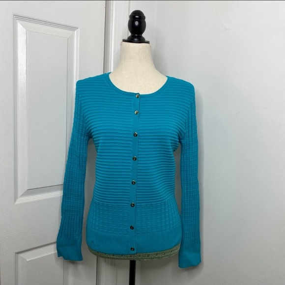 St. John Teal Cardigan - Picture 2 of 7